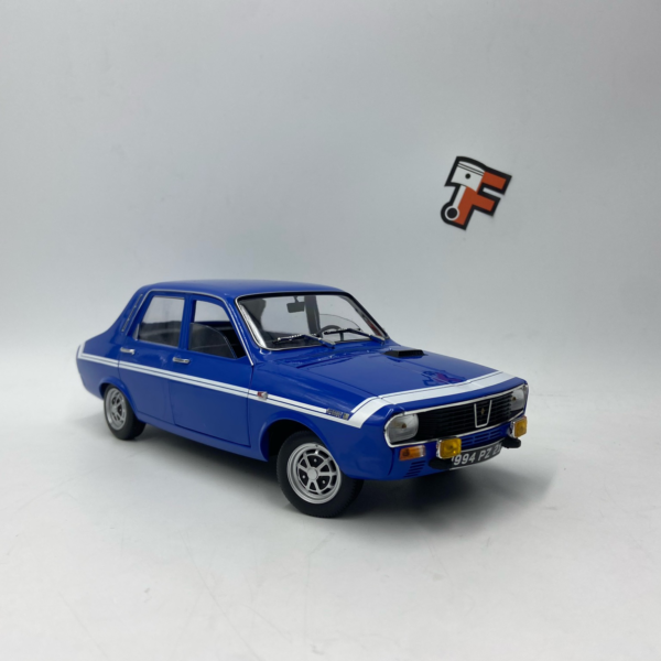 Miniature Renault 12 Gordini 1971 bleue à l'échelle 1/18 vendue en Suisse