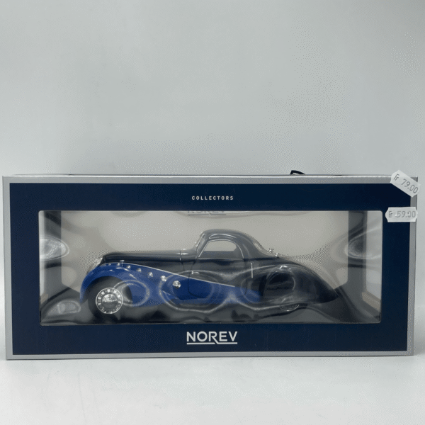 Miniature Peugeot 302 Darl’Mat Coupé 1937 Clair & Bleu foncé Norev 1/18 vendue en Suisse