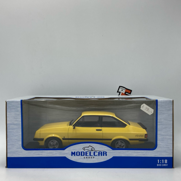 Miniature Ford Escort MKII RS 2000 Yellow 1976 au 1/18 vendue en Suisse