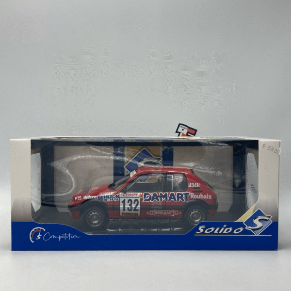 Miniature Peugeot 205 GTi 1.6 Monte-Carlo 1986 #132 Delecour Solido 1/18 vendue en Suisse