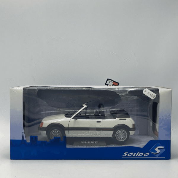 Miniature Peugeot 205 GTi 1.6 Blanc Meije 1986 1/18 Solido vendue en Suisse