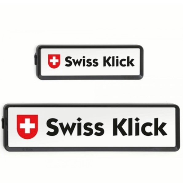 Cadre de plaque Swiss Klick noir brillant vendu en Suisse