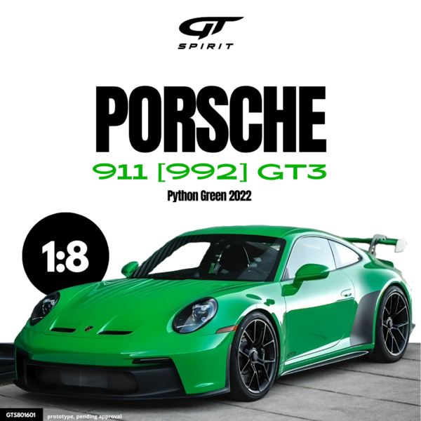Miniature Porsche 911 992 GT3 2022 1/8 GT Spirit série limitée vendue en Suisse