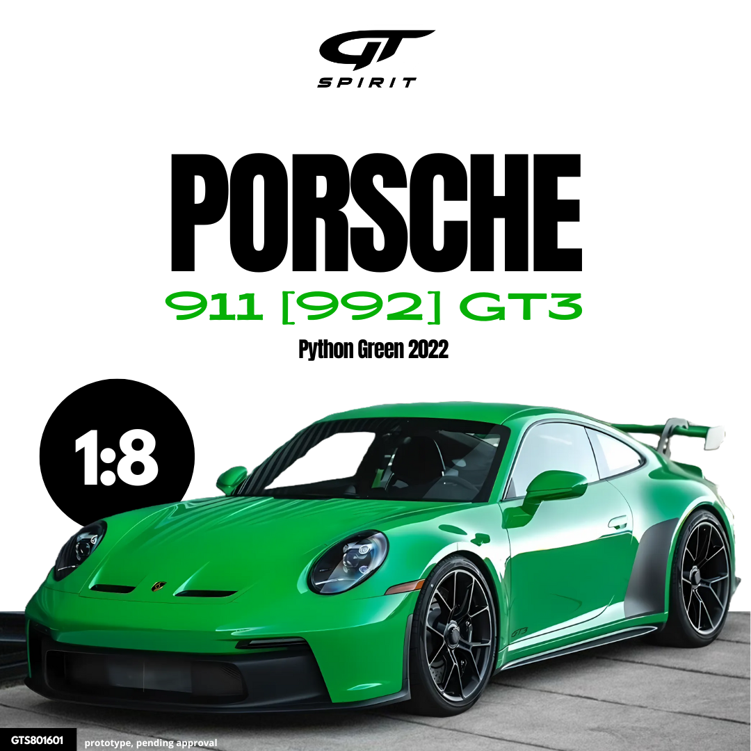 Miniature Porsche 911 992 GT3 2022 1/8 GT Spirit série limitée vendue en Suisse