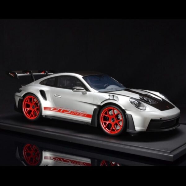 Miniature Porsche 911 GT3 RS 992.1 Pack Weissach Silver GT bandes rouges 2022 GT Spirit 1/8 vendue en Suisse
