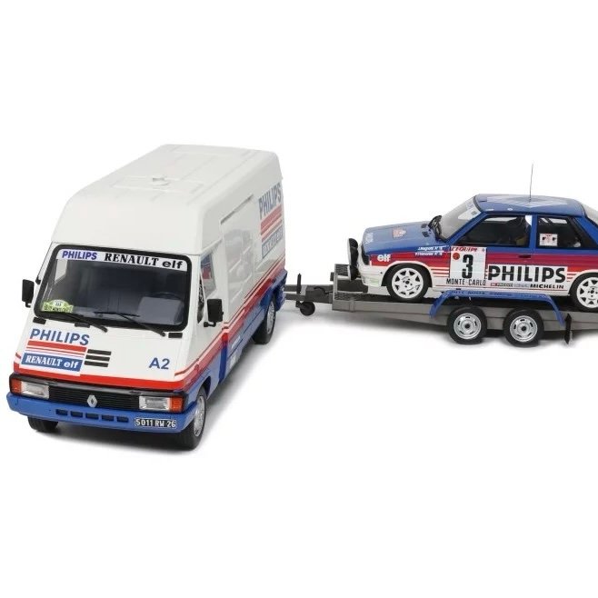 Miniature Rally Pack Renault Monte-Carlo 1987 Renault 11 Turbo Gr.A + Renault Master Remorque 1/18 vendue en Suisse