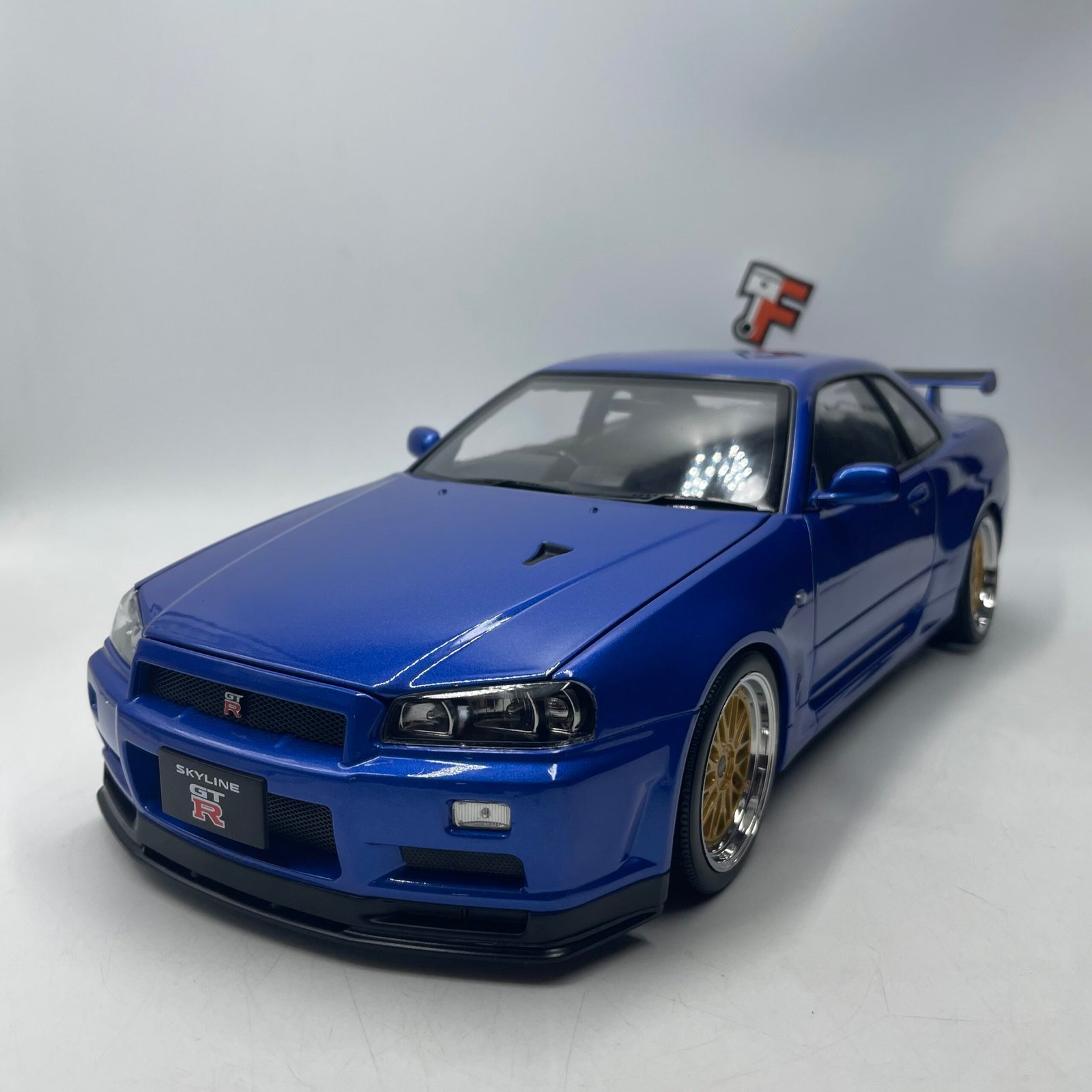 Nissan Skyline GT-R R34 V-Spec II BBS 2001 Blue 1/12 – Image 3