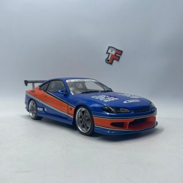 Miniature Nissan Silvia S15 Spec-S Mona Lisa bleu et orange Fast & Furious Tokyo Drift Solido 1/18 vendue en Suisse