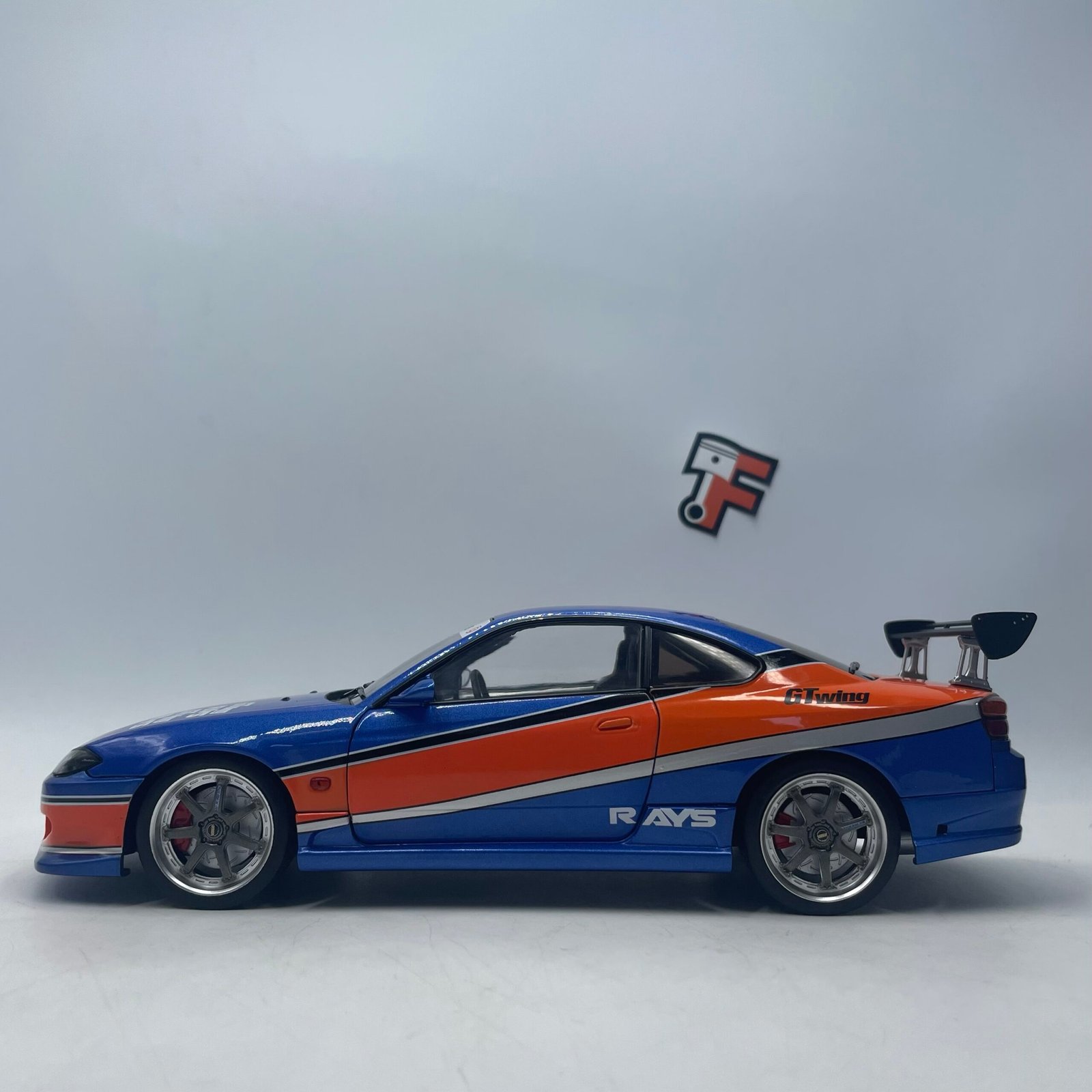 Nissan Silvia S15 Spec-S "Fast and Furious Mona Lisa" Tokyo 6 Blue Orange 1/18 – Image 4