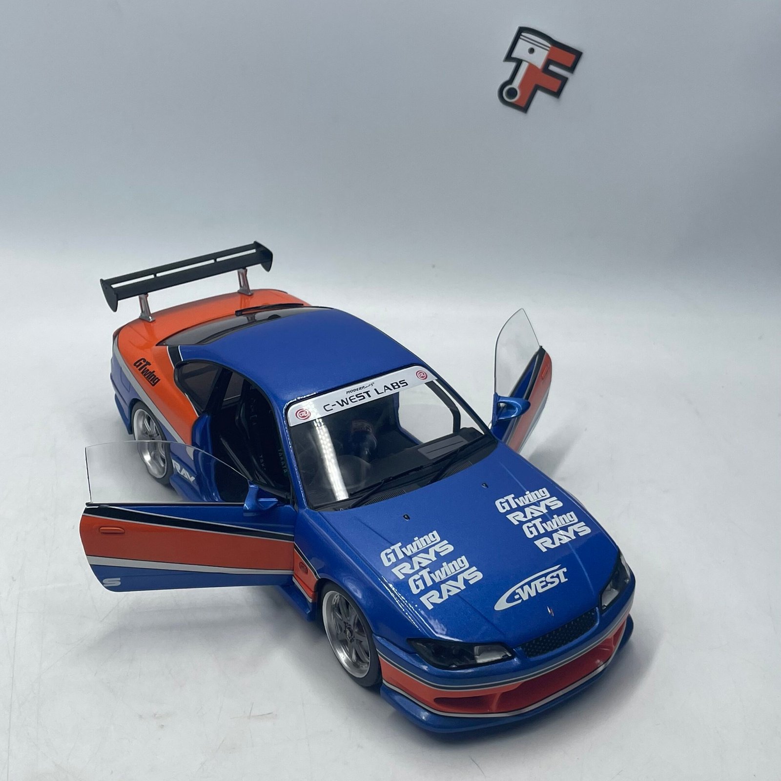 Nissan Silvia S15 Spec-S "Fast and Furious Mona Lisa" Tokyo 6 Blue Orange 1/18 – Image 11