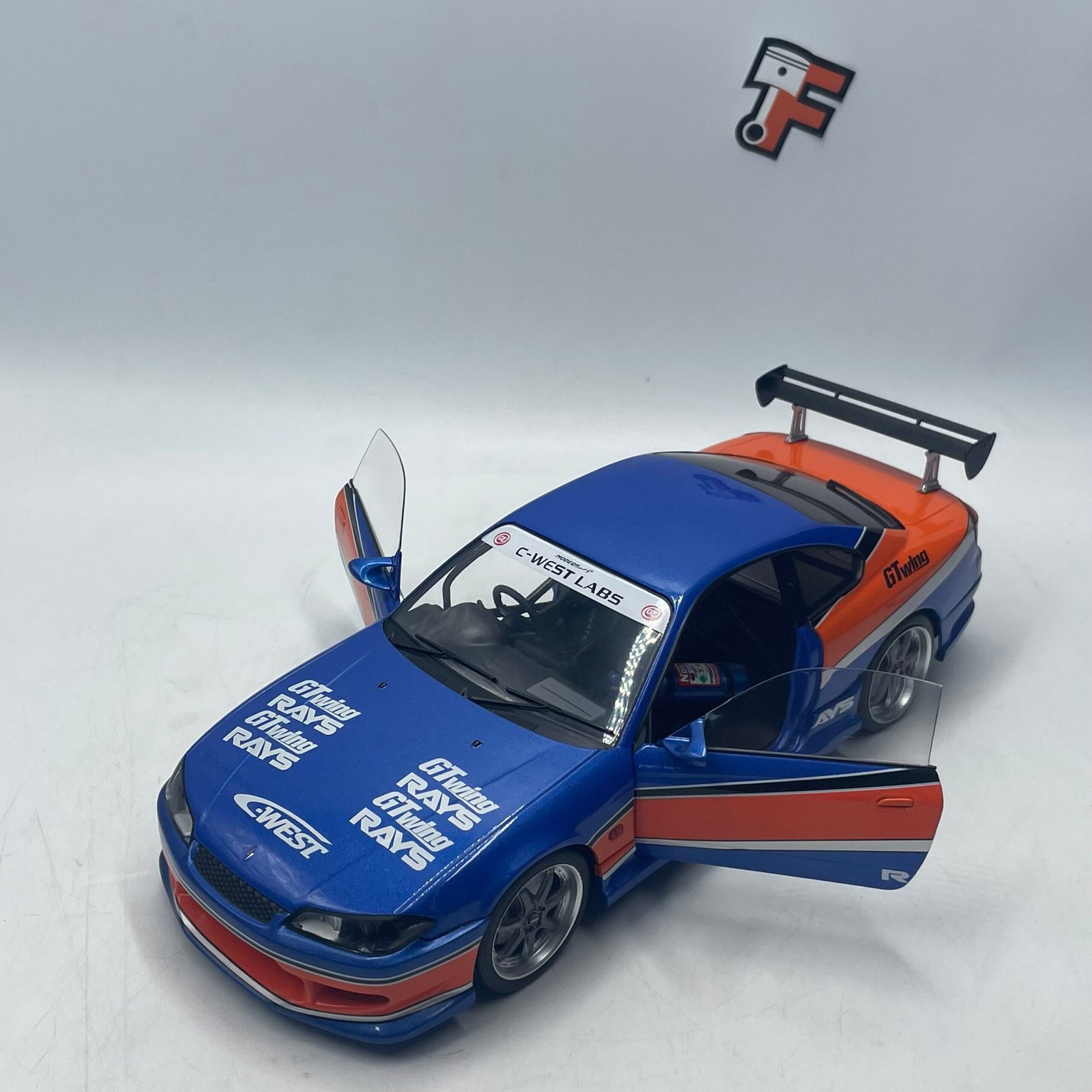 Nissan Silvia S15 Spec-S "Fast and Furious Mona Lisa" Tokyo 6 Blue Orange 1/18 – Image 12